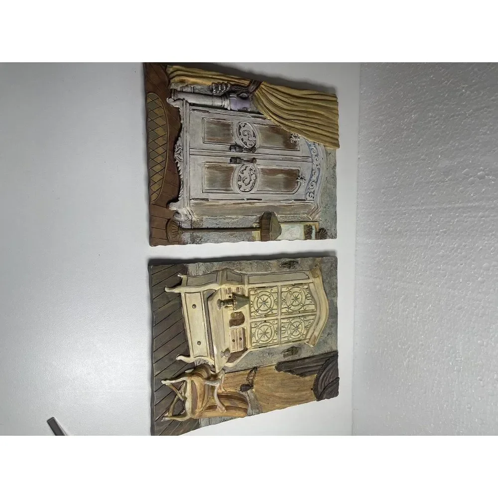 3-dimensional Plaques Set Of 2 Victorian-style